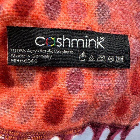 Frass Cashmink Womens Polka Dot Chevron Scarf One Size Red Orange Fringe Hem Y2K - Picture 2 of 9